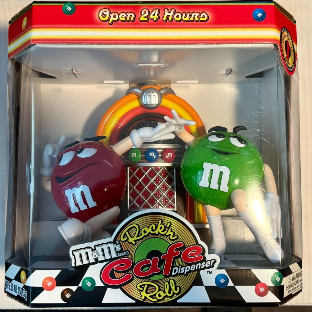 M&M's ROCK'N ROLL CAFE DISPENSER Candy M&M Red & Green Characters Minty! 1st ed.